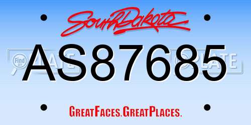 AS87685 South Dakota License Plate