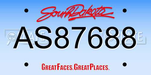AS87688 South Dakota License Plate