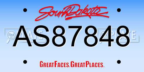 AS87848 South Dakota License Plate