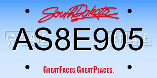 AS8E905 South Dakota License Plate