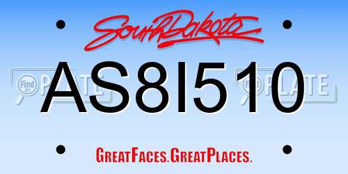 AS8I510 South Dakota License Plate