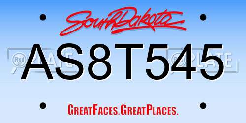 AS8T545 South Dakota License Plate