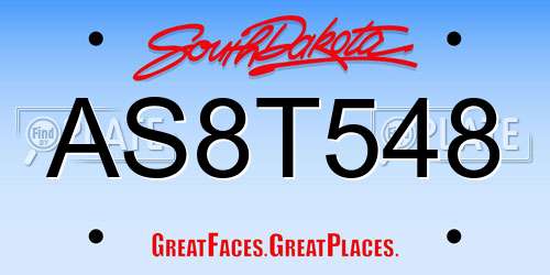 AS8T548 South Dakota License Plate
