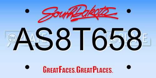 AS8T658 South Dakota License Plate