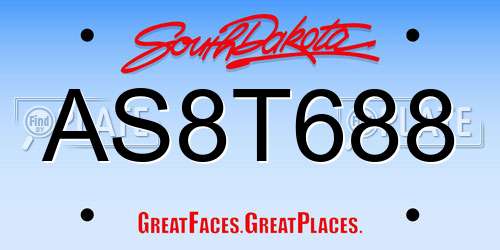 AS8T688 South Dakota License Plate
