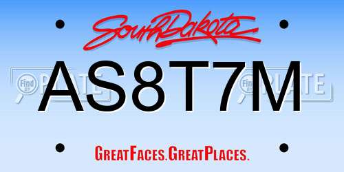 AS8T7M South Dakota License Plate