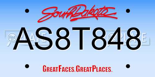 AS8T848 South Dakota License Plate