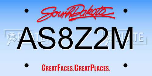 AS8Z2M South Dakota License Plate
