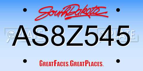 AS8Z545 South Dakota License Plate