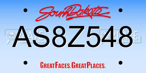 AS8Z548 South Dakota License Plate