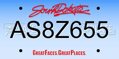 AS8Z655 South Dakota License Plate