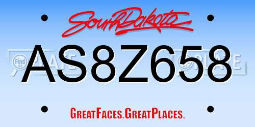 AS8Z658 South Dakota License Plate