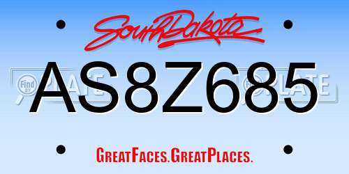 AS8Z685 South Dakota License Plate