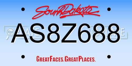 AS8Z688 South Dakota License Plate