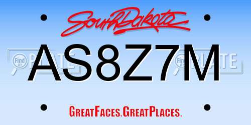 AS8Z7M South Dakota License Plate