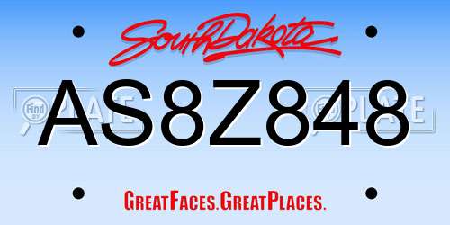 AS8Z848 South Dakota License Plate