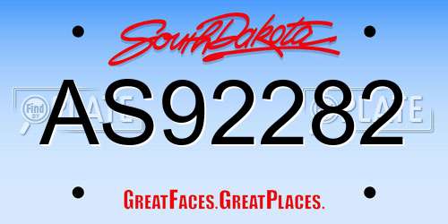 AS92282 South Dakota License Plate