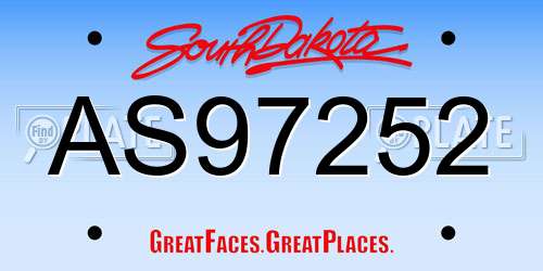 AS97252 South Dakota License Plate