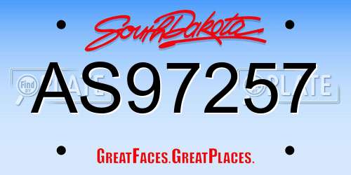 AS97257 South Dakota License Plate