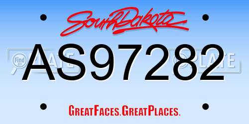 AS97282 South Dakota License Plate