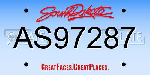 AS97287 South Dakota License Plate
