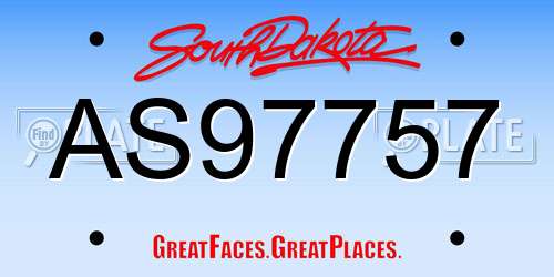 AS97757 South Dakota License Plate