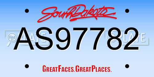 AS97782 South Dakota License Plate