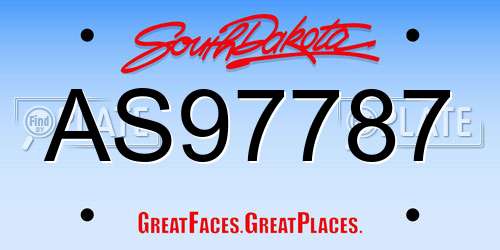 AS97787 South Dakota License Plate