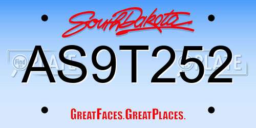AS9T252 South Dakota License Plate