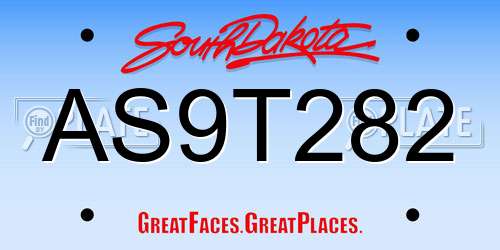 AS9T282 South Dakota License Plate