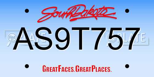 AS9T757 South Dakota License Plate