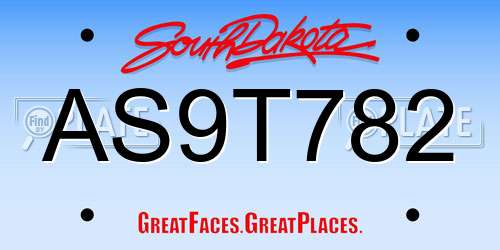 AS9T782 South Dakota License Plate