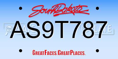 AS9T787 South Dakota License Plate