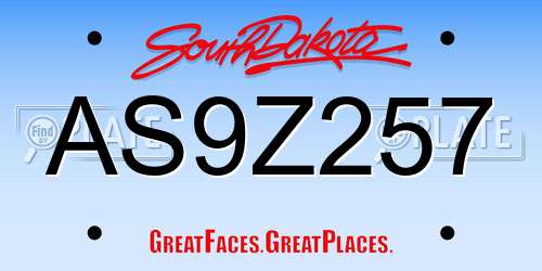 AS9Z257 South Dakota License Plate