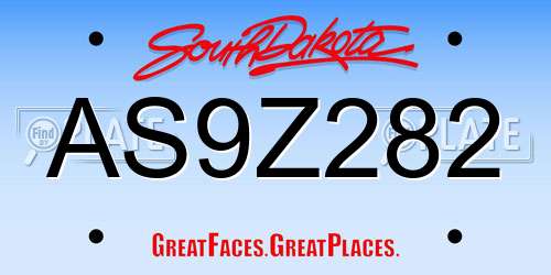 AS9Z282 South Dakota License Plate
