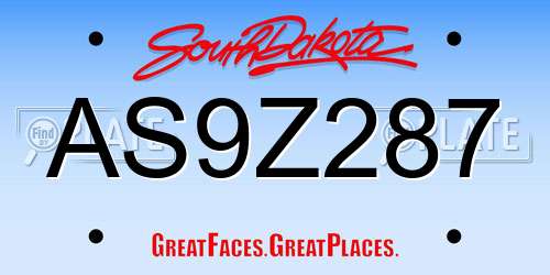 AS9Z287 South Dakota License Plate