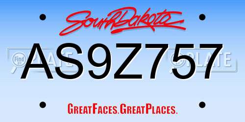 AS9Z757 South Dakota License Plate