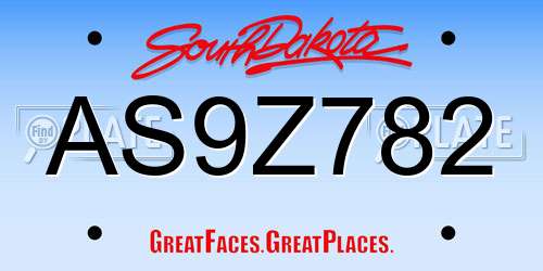 AS9Z782 South Dakota License Plate