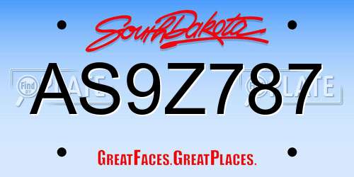 AS9Z787 South Dakota License Plate