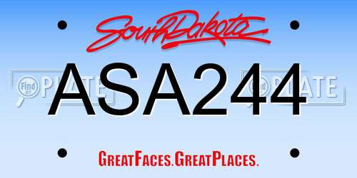 ASA244 South Dakota License Plate