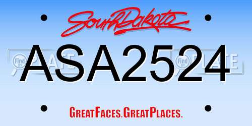 ASA2524 South Dakota License Plate