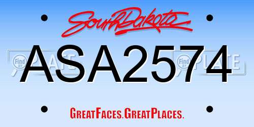 ASA2574 South Dakota License Plate
