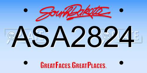 ASA2824 South Dakota License Plate