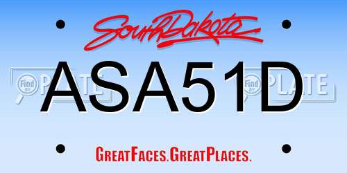 ASA51D South Dakota License Plate