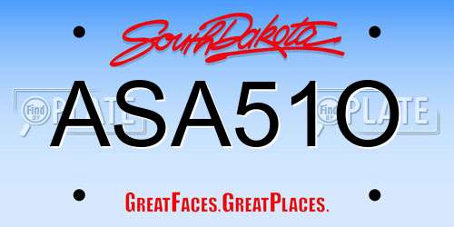 ASA51O South Dakota License Plate