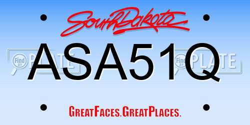 ASA51Q South Dakota License Plate