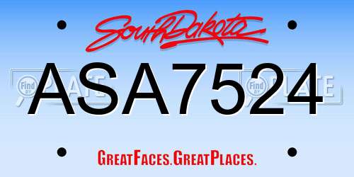 ASA7524 South Dakota License Plate