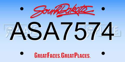 ASA7574 South Dakota License Plate