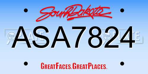ASA7824 South Dakota License Plate