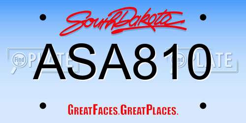 ASA810 South Dakota License Plate